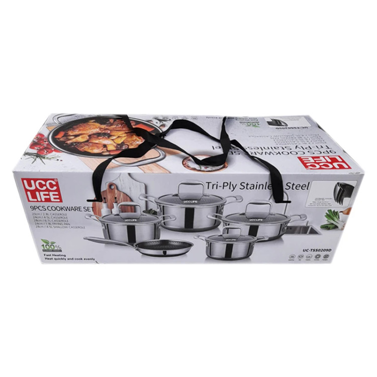 سرویس قابلمه 9 پارچه استیل لیزری UCCLIFE مدل UC-TSS0209D